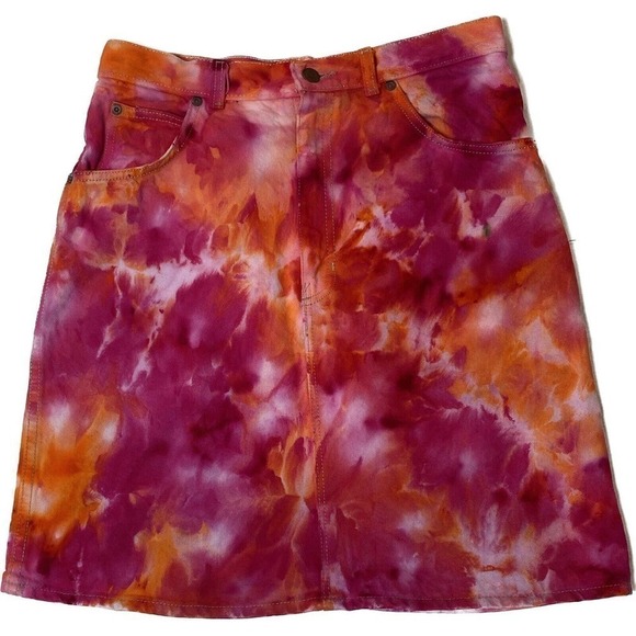 Hand Dyed Vintage Denim Skirt - A Time For Us - Picture 1 of 4